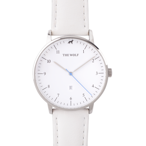 white leather watch band
